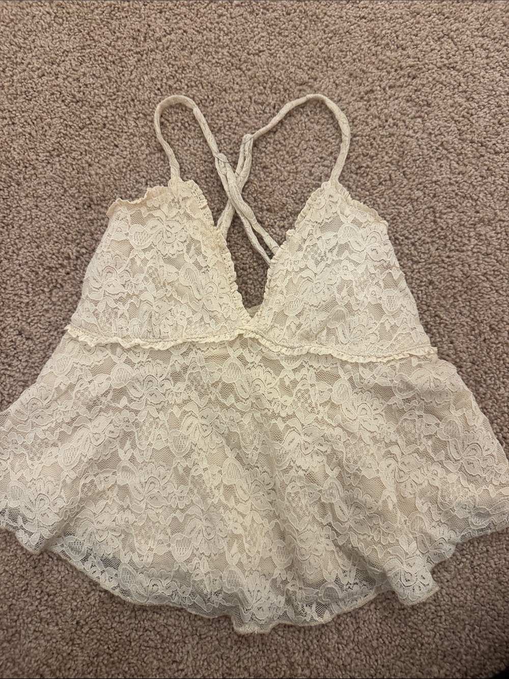 Altar’d state lacy beige tank top